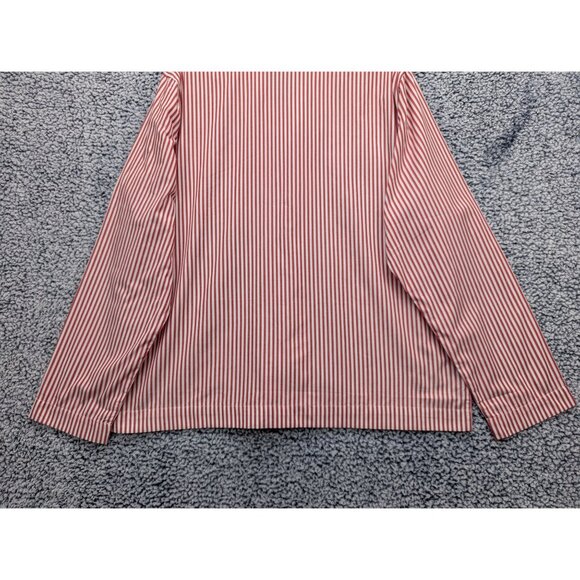 NWT GAP Sleep Poplin Shirt Mens LG Button Up Striped Long Sleeve Pajama Top Red - Picture 7 of 14